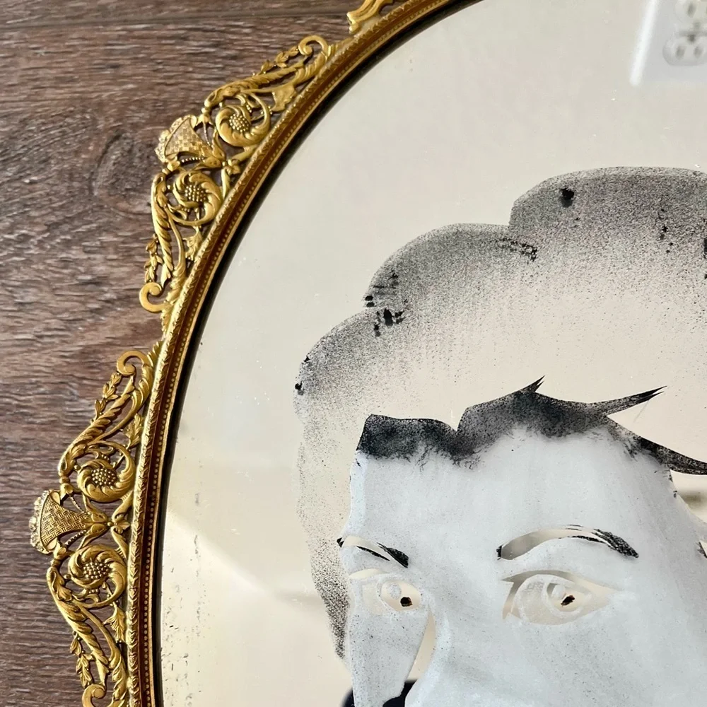 Elegant Gold Oval  Mirror 9/14 inch